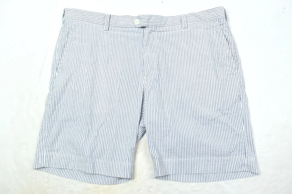 Brooks Brothers Seersucker Shorts Mens 40 White Blue Striped Cotton Classic Fit